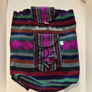 Colorful Striped Woven Backpack from Puerto Vallarta Mexico
Hand made